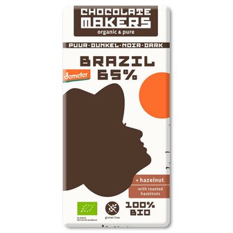 Vegan Pure Chocolade 65% met hazelnoten (demeter)