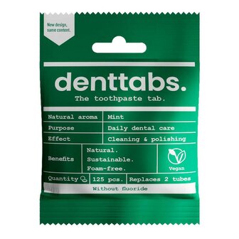Tandtabletten zonder fluor van denttabs